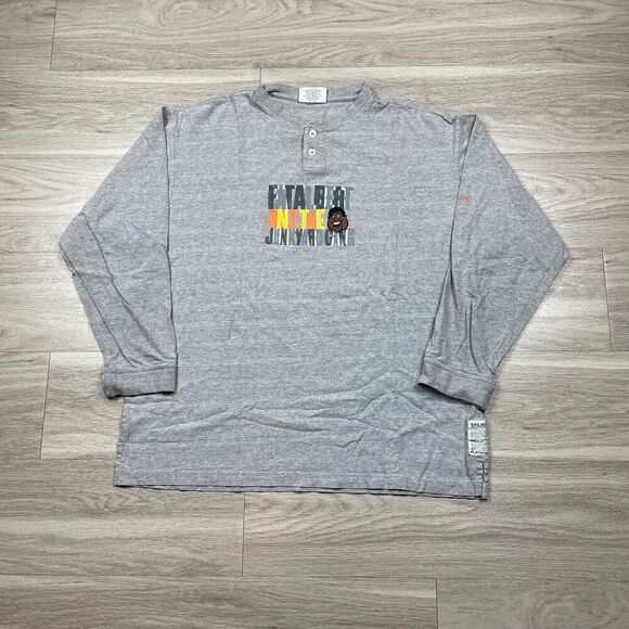 Vintage Shirt Mens Large Gray Fubu Fat Albert Yunkyard Gang Cartoon 90s Henley - Picture 1 of 11